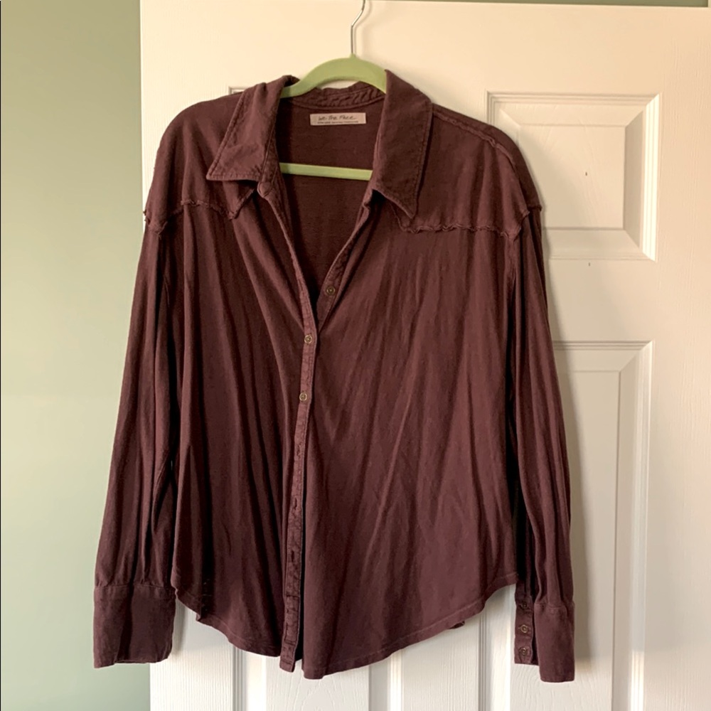 Free People flowy collared button up